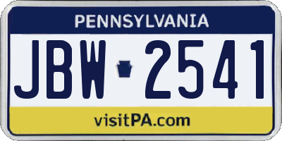 PA license plate JBW2541
