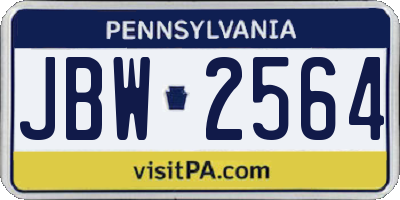 PA license plate JBW2564