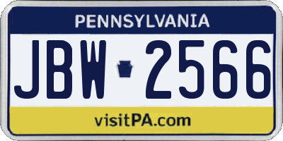 PA license plate JBW2566