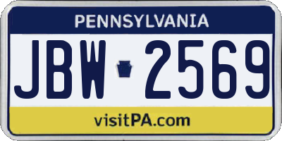 PA license plate JBW2569