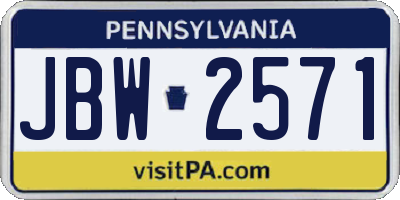 PA license plate JBW2571
