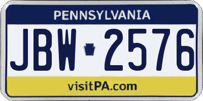 PA license plate JBW2576