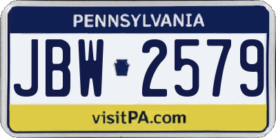 PA license plate JBW2579