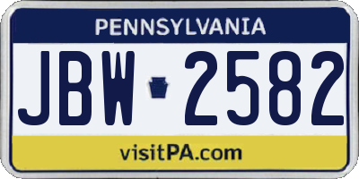 PA license plate JBW2582
