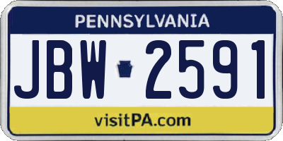 PA license plate JBW2591