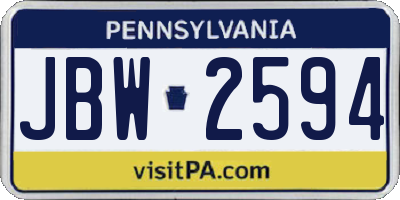 PA license plate JBW2594
