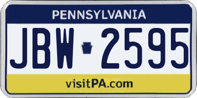 PA license plate JBW2595