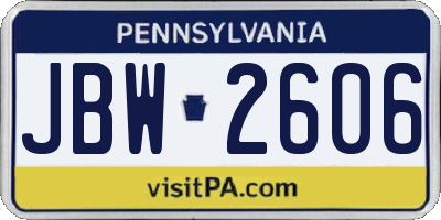 PA license plate JBW2606