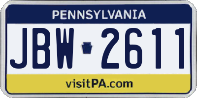 PA license plate JBW2611