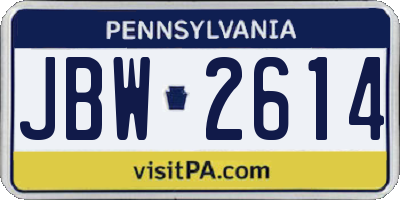 PA license plate JBW2614