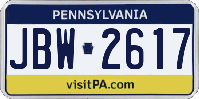 PA license plate JBW2617