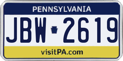 PA license plate JBW2619
