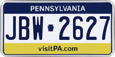 PA license plate JBW2627