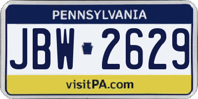 PA license plate JBW2629