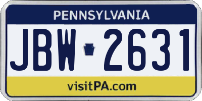PA license plate JBW2631