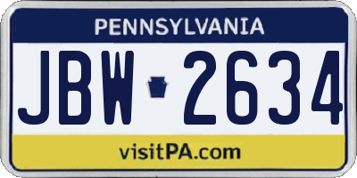 PA license plate JBW2634
