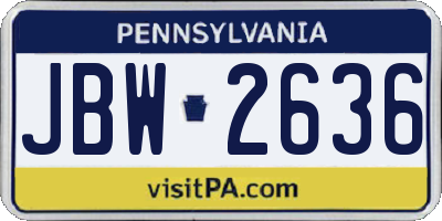 PA license plate JBW2636