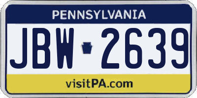 PA license plate JBW2639