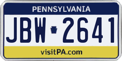 PA license plate JBW2641