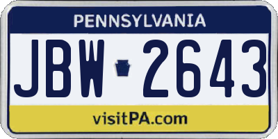 PA license plate JBW2643