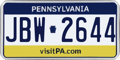 PA license plate JBW2644