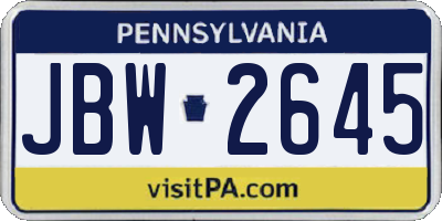 PA license plate JBW2645