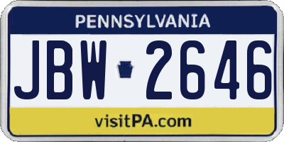 PA license plate JBW2646