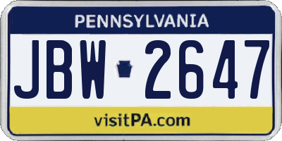 PA license plate JBW2647