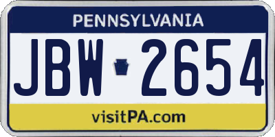 PA license plate JBW2654