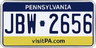 PA license plate JBW2656