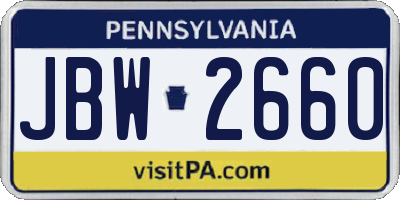 PA license plate JBW2660