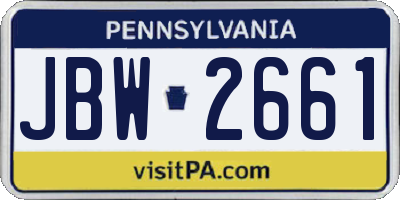 PA license plate JBW2661