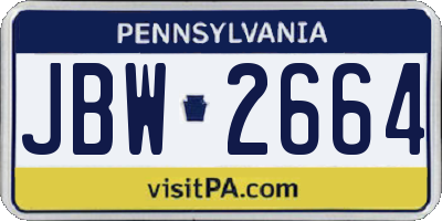 PA license plate JBW2664