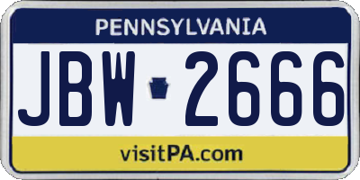 PA license plate JBW2666