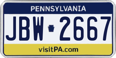 PA license plate JBW2667