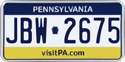 PA license plate JBW2675