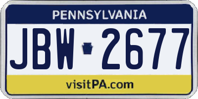 PA license plate JBW2677