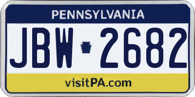 PA license plate JBW2682