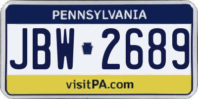PA license plate JBW2689