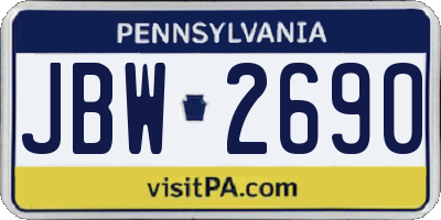 PA license plate JBW2690