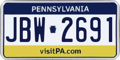 PA license plate JBW2691