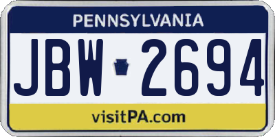 PA license plate JBW2694
