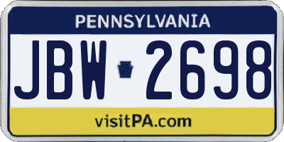 PA license plate JBW2698
