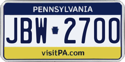 PA license plate JBW2700
