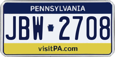 PA license plate JBW2708