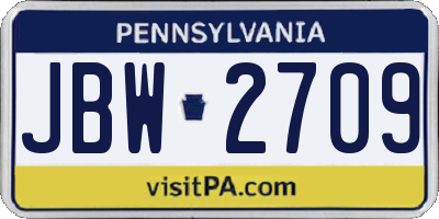 PA license plate JBW2709