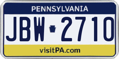 PA license plate JBW2710