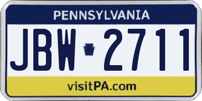 PA license plate JBW2711