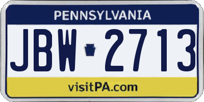 PA license plate JBW2713