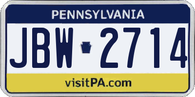 PA license plate JBW2714